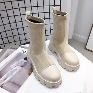 Black Sock Boots Women  New Punk Gothic Shoes Ankle Boots Pl