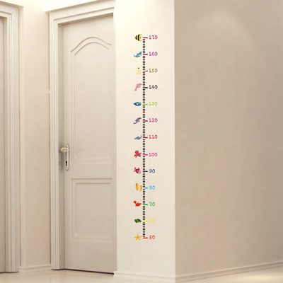 Cartoon Seabed Animals Height Measure Wall Stickers Home Dec