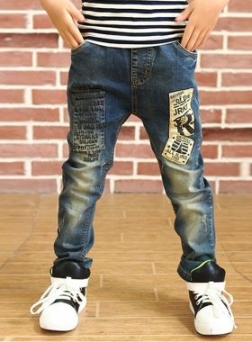 IENENS 5-13Y Boys Slim Straight Jeans Children Denim Long Pa