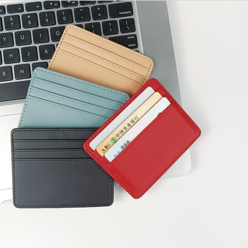 1Pc Pu Leather ID Card Holder Candy Color Bank Credit Card B