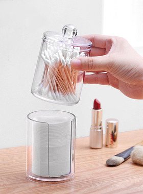 Acrylic Round Qtip Container Cosmetic Makeup Cotton  Multifu