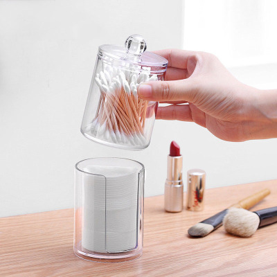Acrylic Round Qtip Container Cosmetic Makeup Cotton  Multifu