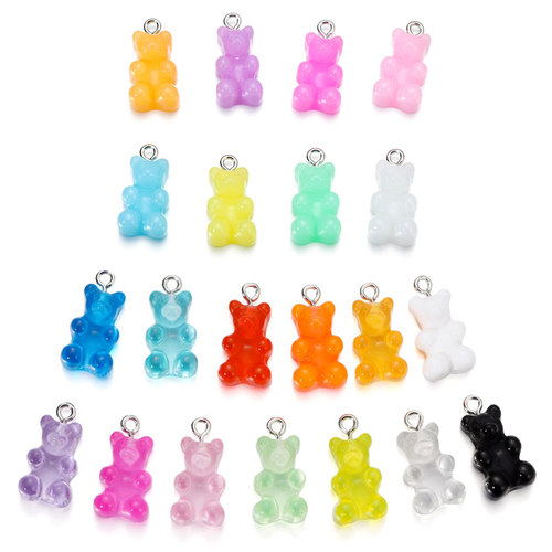 10Pcs 14 Colors Cute Animal Gummy Bear Resin Charms For Maki