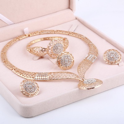 MINHIN Women cate Gold Bridal Jewelry Sets Rhinestone Pendan