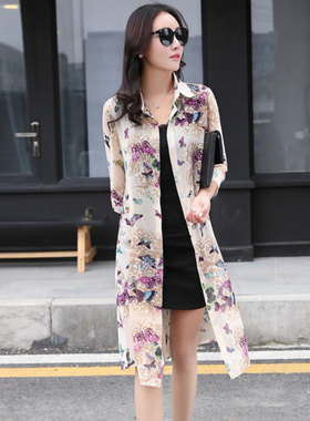 TingYiLi Women Cardigan Summer Flower Print Boho Beach Long