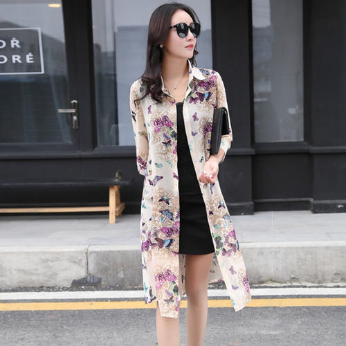 TingYiLi Women Cardigan Summer Flower Print Boho Beach Long