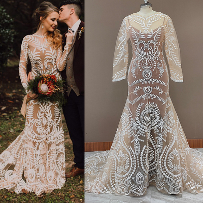 High Slit Beach Destination Wedding Dress Two Pieces Slip La