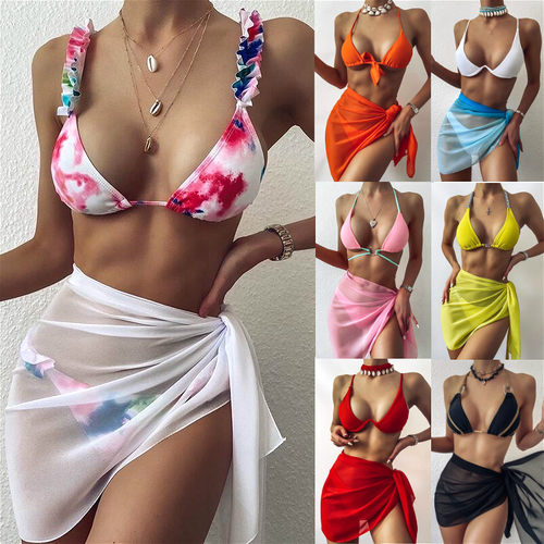 2021 New Women Chiffon Swimwear Pareo Scarf Bikini Cover-Ups