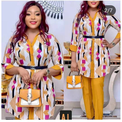 New Africa 4-Sizes Fashion  Dashiki Pants with Long Coat 2 P