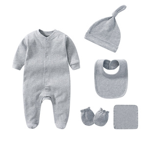 2022 Solid Pajamas Sets 5PCS Newborn Cotton Romper Unisex Ba