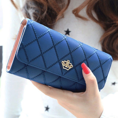 Women Wallet Lady Clutch Leather Plaid Hasp Female Wallets L