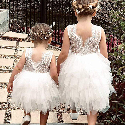 Girls Fluffy Cake Smash Dresses For Kids Toddler Lace Backle