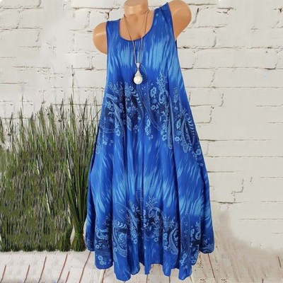 Women Sundress Plus Size Sexy Sleeveless Tank Dress Summer B