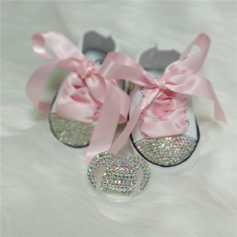 Dollbling Baby Pink Shoes With Bling Pacifier Set boy Soft C