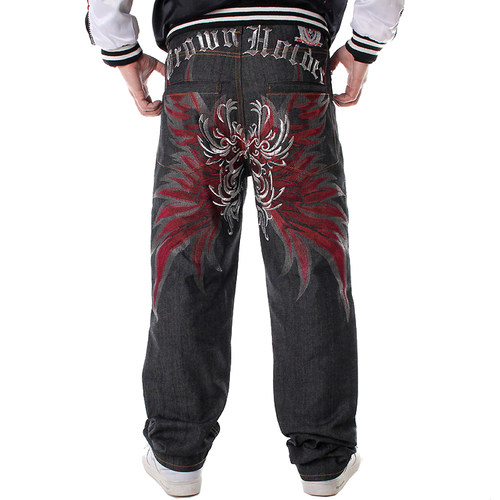 Mens Jeans Top Rushed Stripe Loose Hip Hop Jeans Men Printed