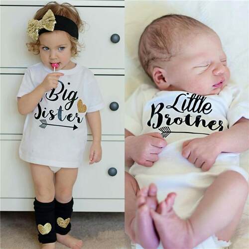 Family Matching Outfits Brother Sister Summer Tshirt Baby Bo