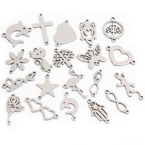 20pcs No Fade 316 Stainless Steel Double Loops Star e Heart