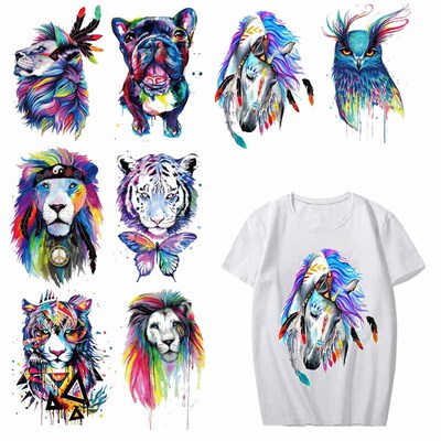 Iron on Colorful Tiger Dog Owl Patches for Clothing DIY T-sh