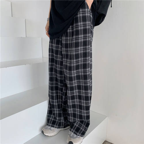 Women Casual Plaid Pants Loose Wide Leg Trousers Oversize 3X