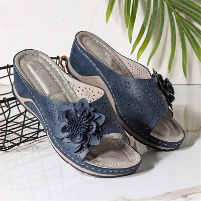 Wedges Slip-on PU Black Fashion Womens Platform Sandals Shoe