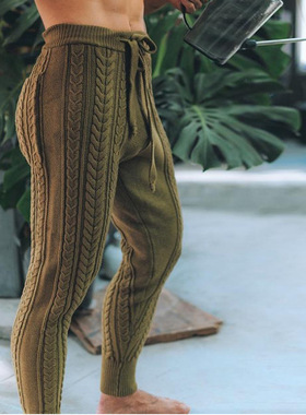 Autumn Winter Men Fashion Slim Fit Knitted Pants Casual Zipp