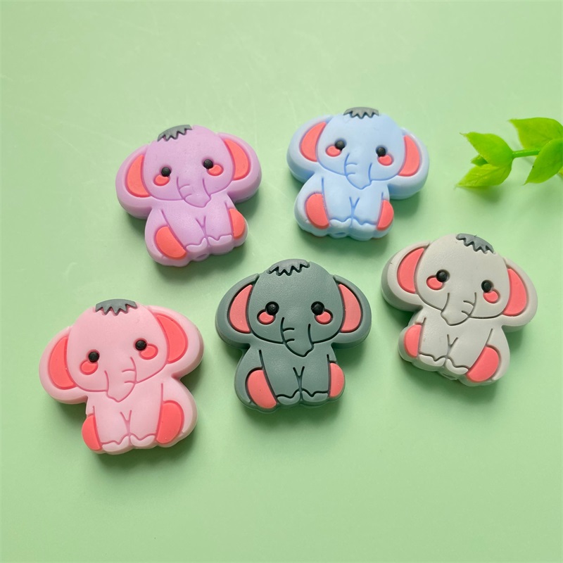 10pcs Silicone Teether Beads BPA Free Mini Dumbo Animal Bead