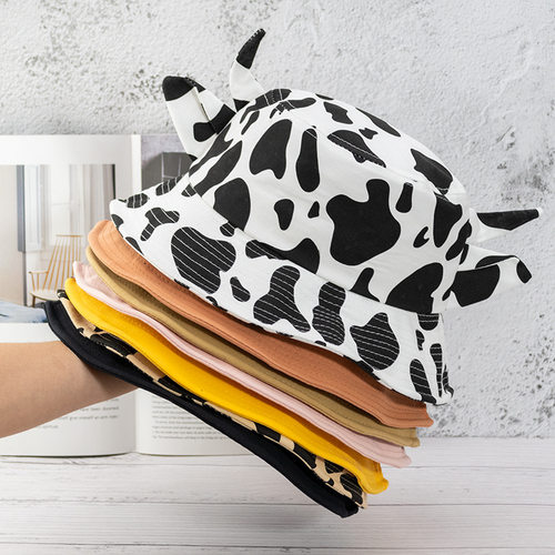 2021 New Unisex Cow Pattern Cotton Bucket Hats Women Summer