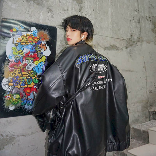 Motorcycle Leather Men's Flight Suit Jacket 2022 New Spring