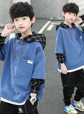 2021 New Boys Hoodies Kids 4-12 Years Children Hoodies Plaid