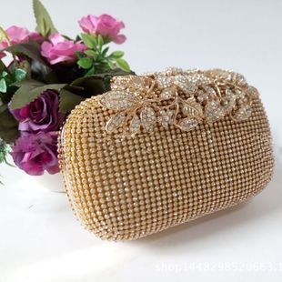 Unique Gold Rhinestone Evening bag Clutch Purse Party Bridal