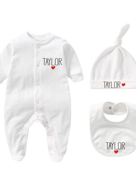 Personalized Newborn Outfit with Hat + Bib clothes set Custo