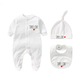 Personalized Newborn Outfit with Hat + Bib clothes set Custo