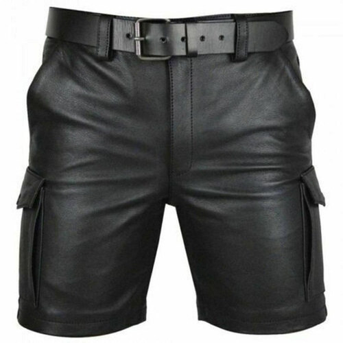 Thoshine Brand Summer Men Leather Shorts Elastic Outerwear S