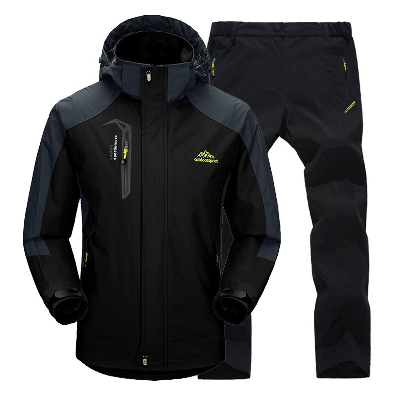Men Jacket Suit Spring Autumn Jacket Pants Set Windproof Wat图片