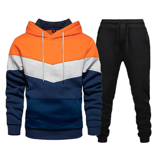 Men's Tracksuits Two Piece Sets Color Stitching Hoodie and P