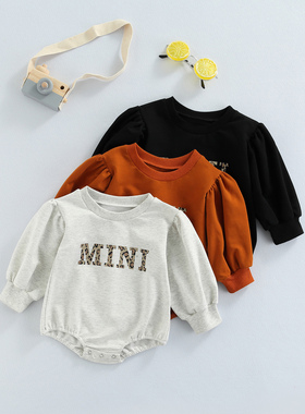 Infant Baby Girl’s Casual Puff Sleeve Romper Fashion Leopar