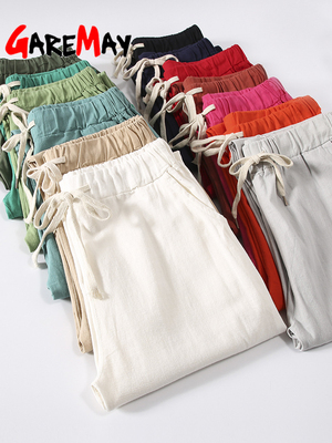 Garemay Cotton Linen Pants for Women Trousers Loose Casual S