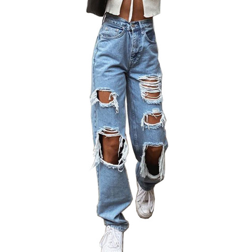 Sexy Ripped Jeans Beggar Women Big Holes Destroyed Broken To