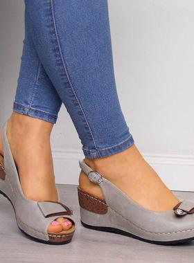 Women Sandasls Summer Platform Casual Rome Middle Heels Shoe