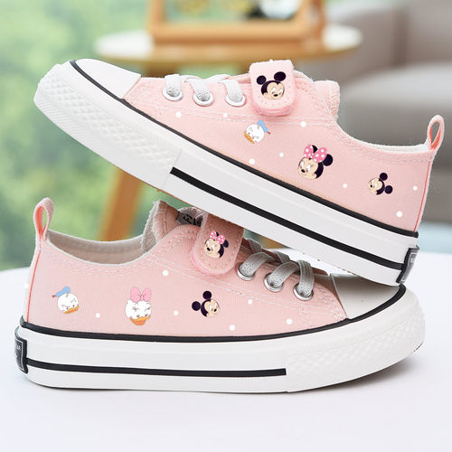 Cartoon kids Mickey canvas shoes girls boys  Minnie shoelace