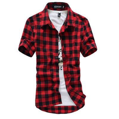Red And Black Plaid Shirt Men Shirts 2022 New Summer Fashion