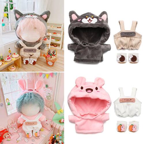 Doll Clothes Mini Animal Hoodies Suspender Pants Cartoon Plu