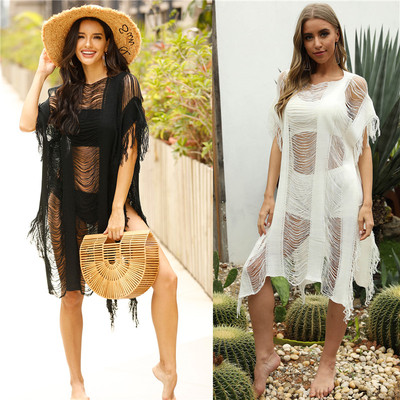Sexy Beach Dress Cover Up For Swimwear Women Swim Ups White
