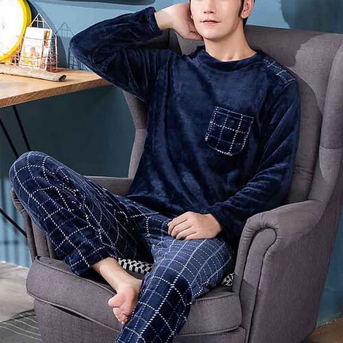 2021 Winter Long Sleeve Thick Warm Flannel Pajama Sets for M