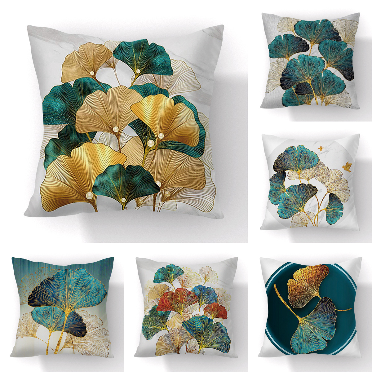 Hand Painted Ginkgo Leaves Pillows Case Polyester Short Plus