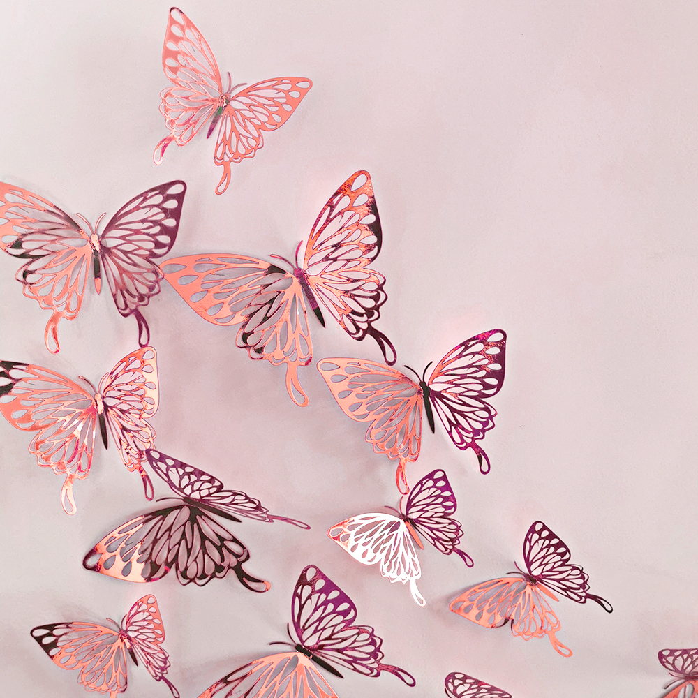12 Pcs/Set 3D Wall Stickers Hollow Butterfly for Kids Rooms