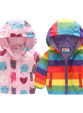 Rainbow Coats for Girls Full Sleeve Wind Outwear Spring Autu