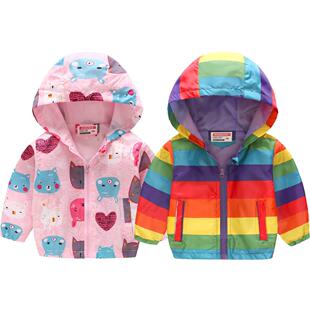 Rainbow Coats for Girls Full Sleeve Wind Outwear Spring Autu