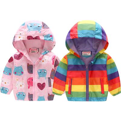 Rainbow Coats for Girls Full Sleeve Wind Outwear Spring Autu