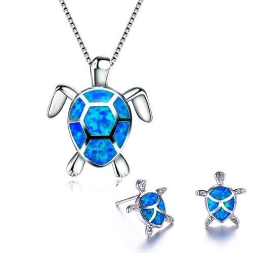 Classic Cute Sea Turtle Necklace Earrings jewelry set ndy An